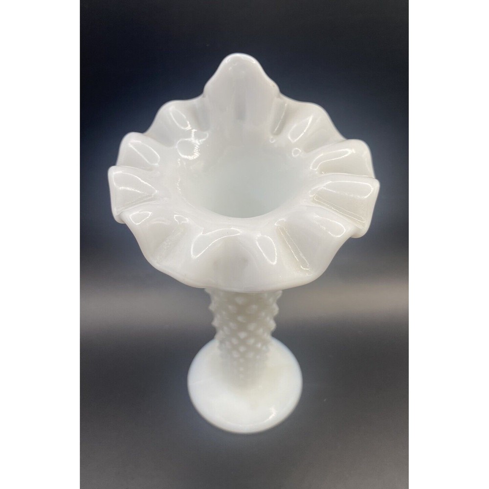 Fenton Hobnail Milkglass Jack In The Pupit Mini Vase 5 Inches - Picture 2 of 10